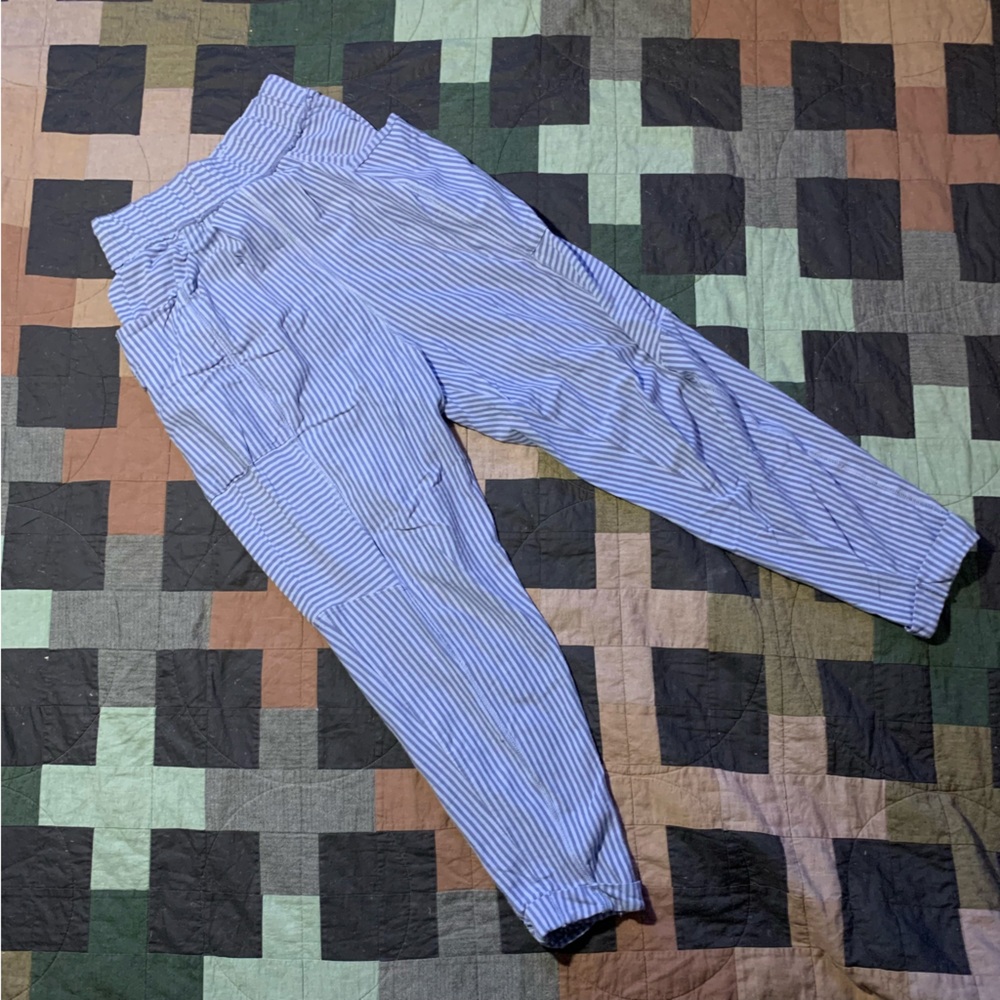 Free People Just Chill Blue Striped Pants - Picture 2 of 4